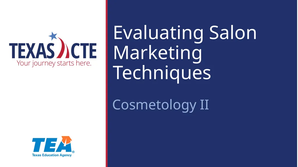 Evaluating Salon Marketing Techniques Cosmetology - slide 1 of 10