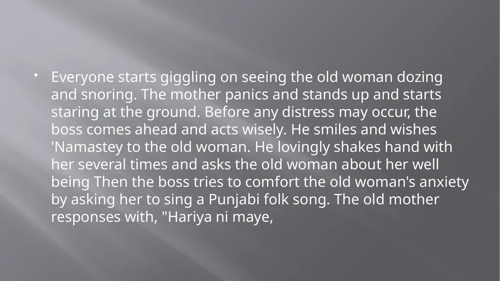 Summary of Bhisham Sahni’s ‘Dinner for the Boss’ - slide 7 of 10