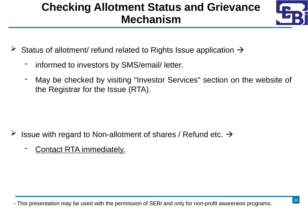Primary Market - Rights Issue DISCLAIMER The - slide 30 of 35