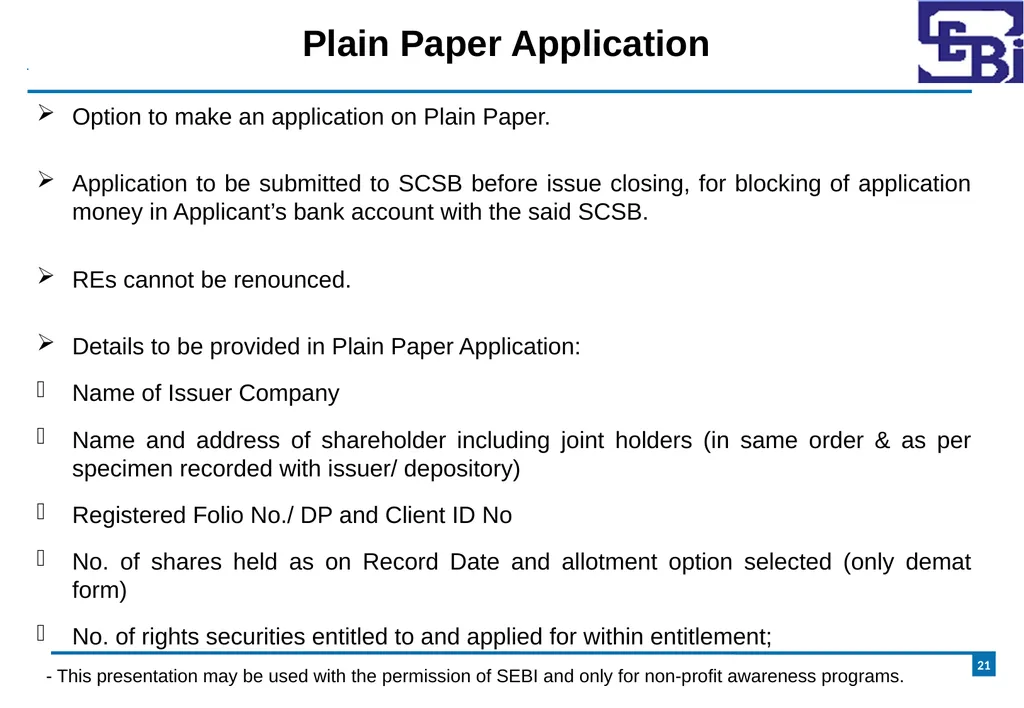 Primary Market - Rights Issue DISCLAIMER The - slide 21 of 35