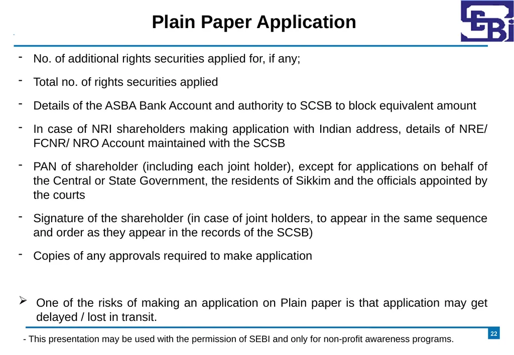 Primary Market - Rights Issue DISCLAIMER The - slide 22 of 35