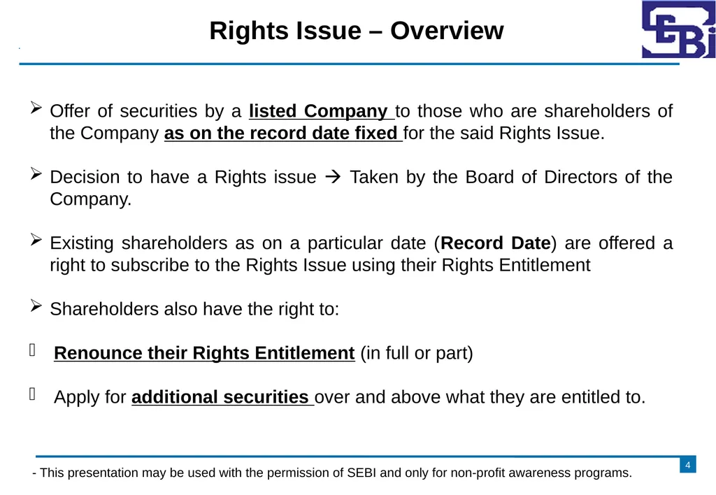 Primary Market - Rights Issue DISCLAIMER The - slide 4 of 35
