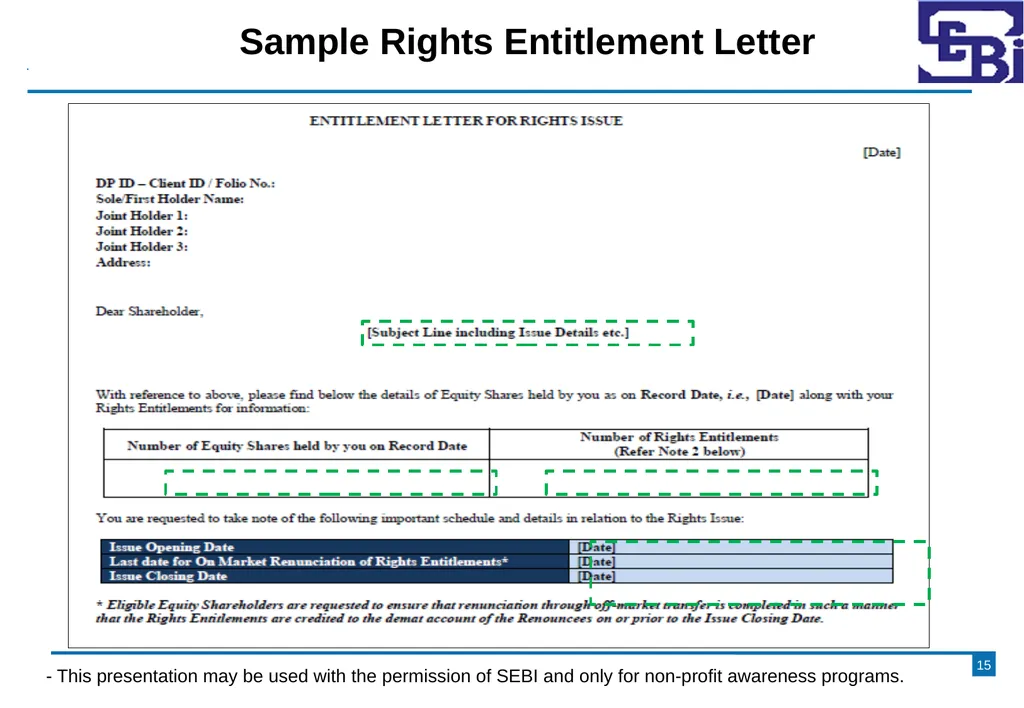 Primary Market - Rights Issue DISCLAIMER The - slide 15 of 35