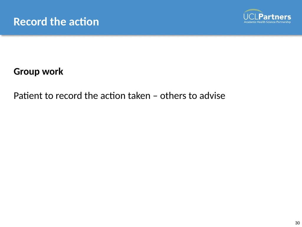Behaviour Change: Engaging patients in improving - slide 30 of 41
