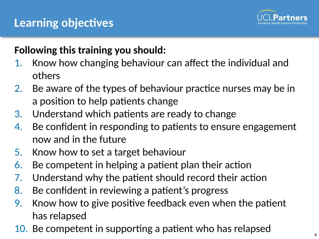Behaviour Change: Engaging patients in improving - slide 4 of 41