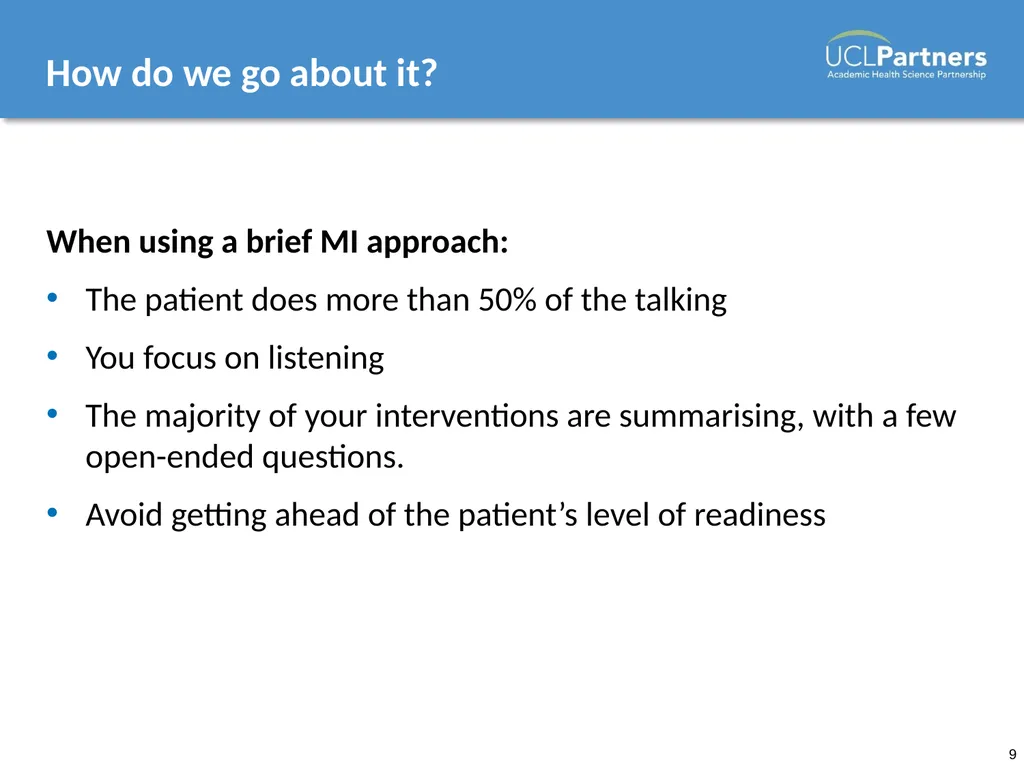 Behaviour Change: Engaging patients in improving - slide 9 of 41