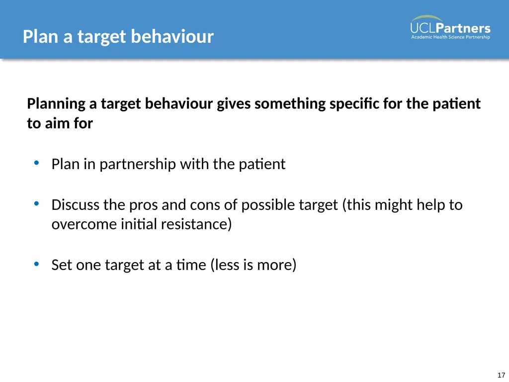 Behaviour Change: Engaging patients in improving - slide 17 of 41