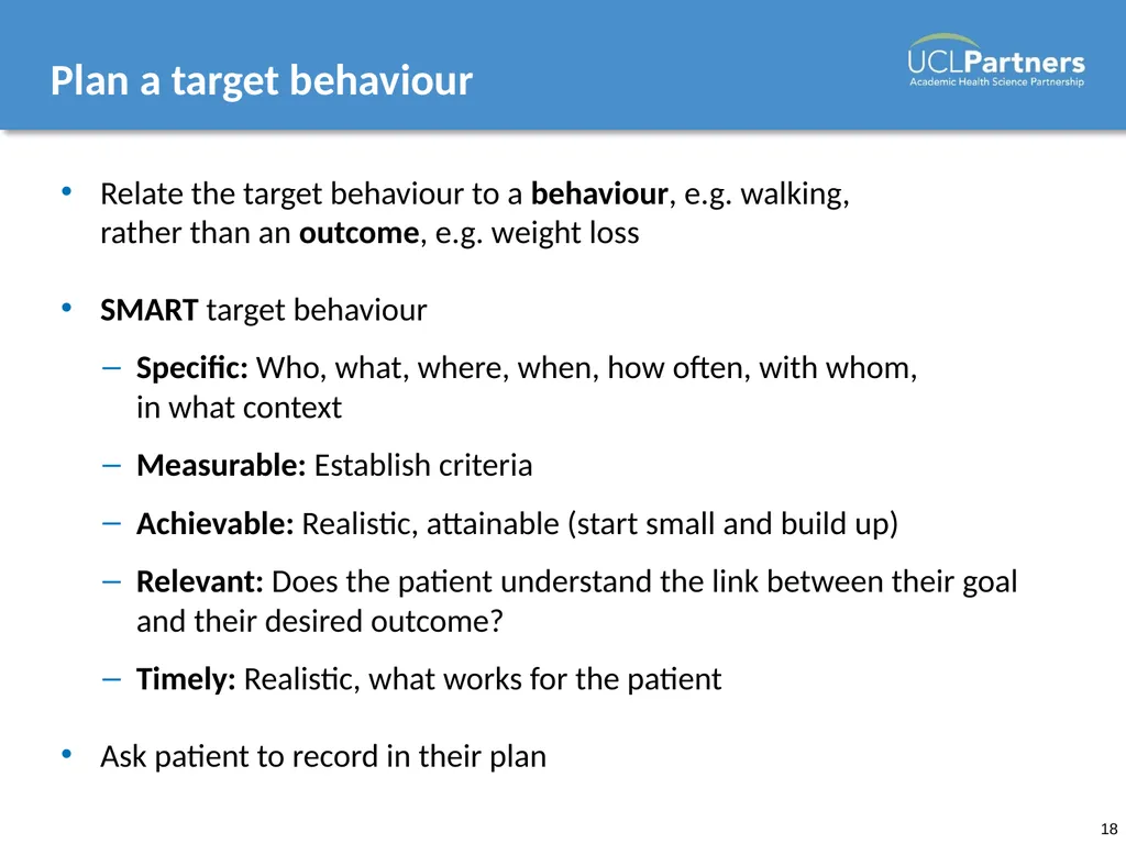 Behaviour Change: Engaging patients in improving - slide 18 of 41