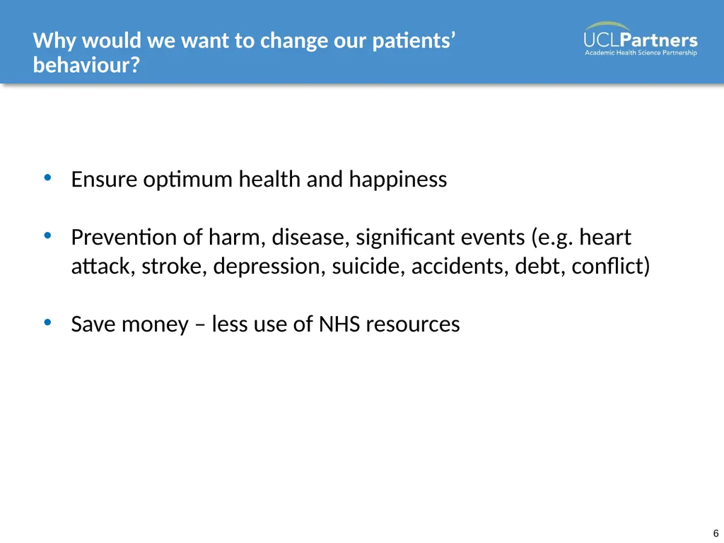 Behaviour Change: Engaging patients in improving - slide 6 of 41