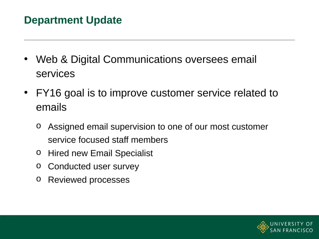 Email Update May 2016 Department Update Web & - slide 2 of 27