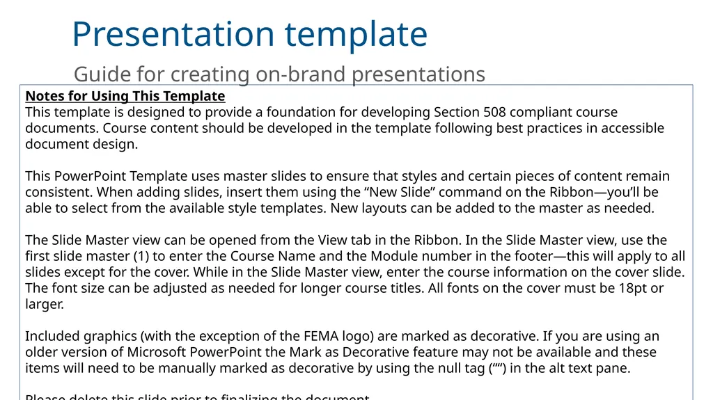 Presentation template Guide for creating on-brand - slide 1 of 18