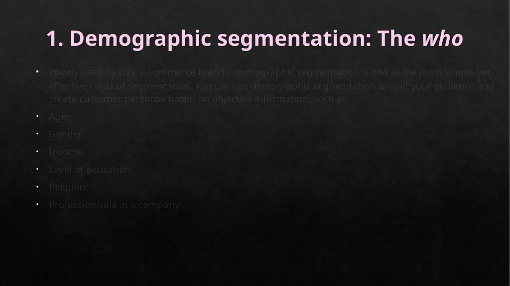 MARKET SEGMENTATION Market Segmentation, - slide 6 of 25