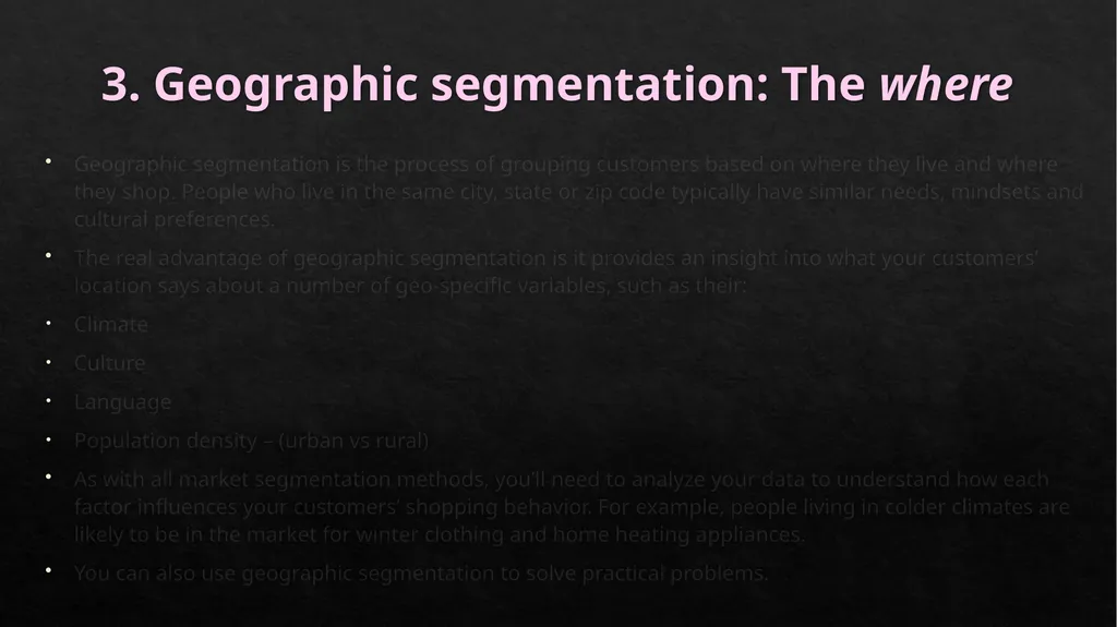 MARKET SEGMENTATION Market Segmentation, - slide 9 of 25