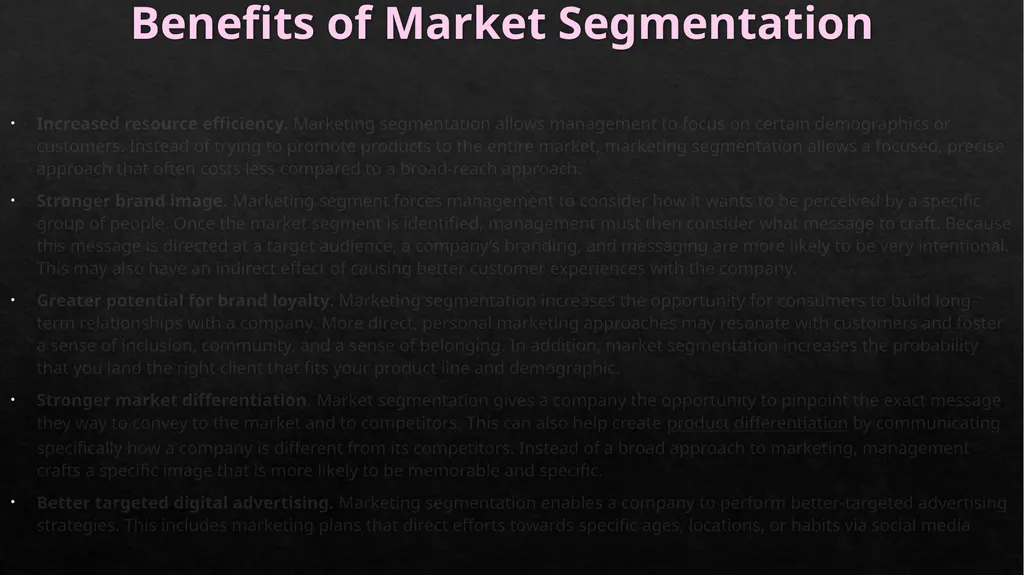 MARKET SEGMENTATION Market Segmentation, - slide 12 of 25