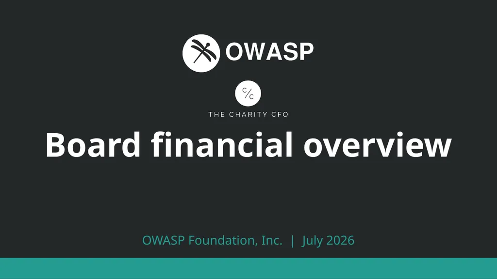 Board financial overview OWASP Foundation, Inc. | - slide 1 of 9