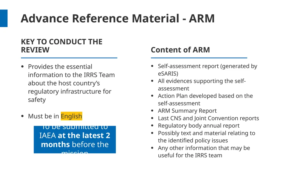 Advance Reference Material (ARM) Preparation for - slide 3 of 8