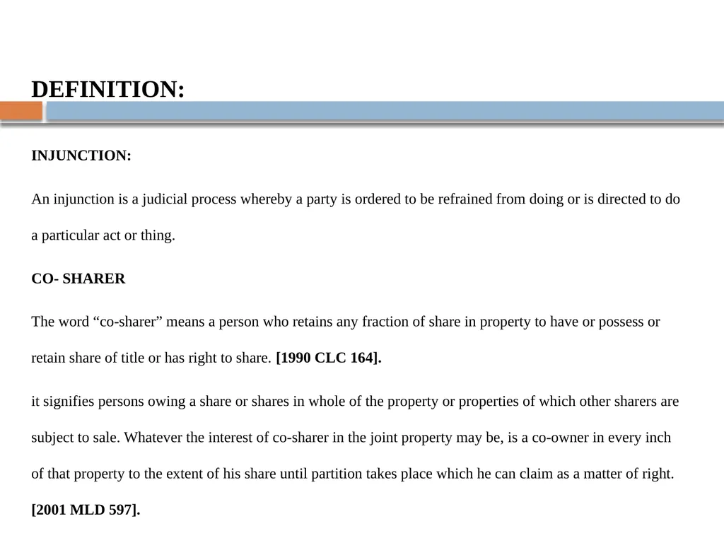 Case Study on Injunction Against Co-Sharer - slide 2 of 24