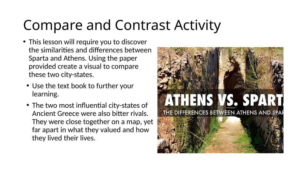 Athens Vs. Sparta Compare and Contrast Activity - slide 2 of 17