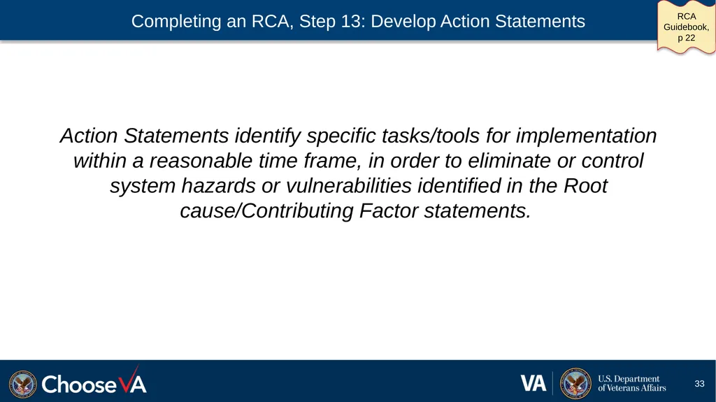 Guide to Performing a Root Cause Analysis: A - slide 33 of 52