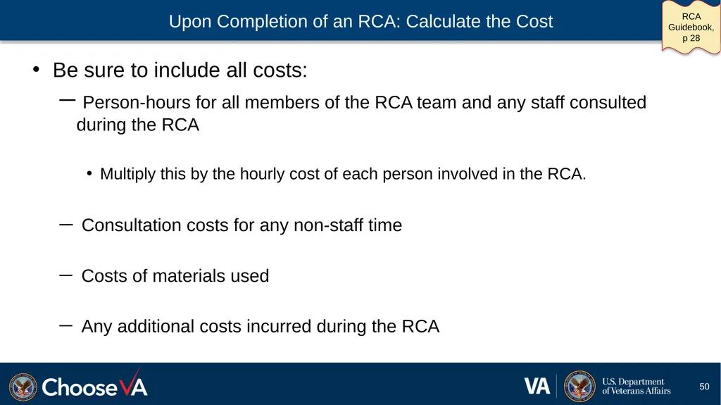 Guide to Performing a Root Cause Analysis: A - slide 50 of 52