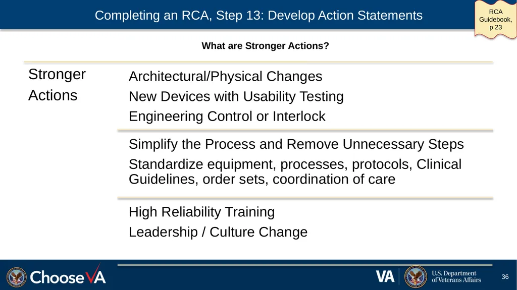 Guide to Performing a Root Cause Analysis: A - slide 36 of 52