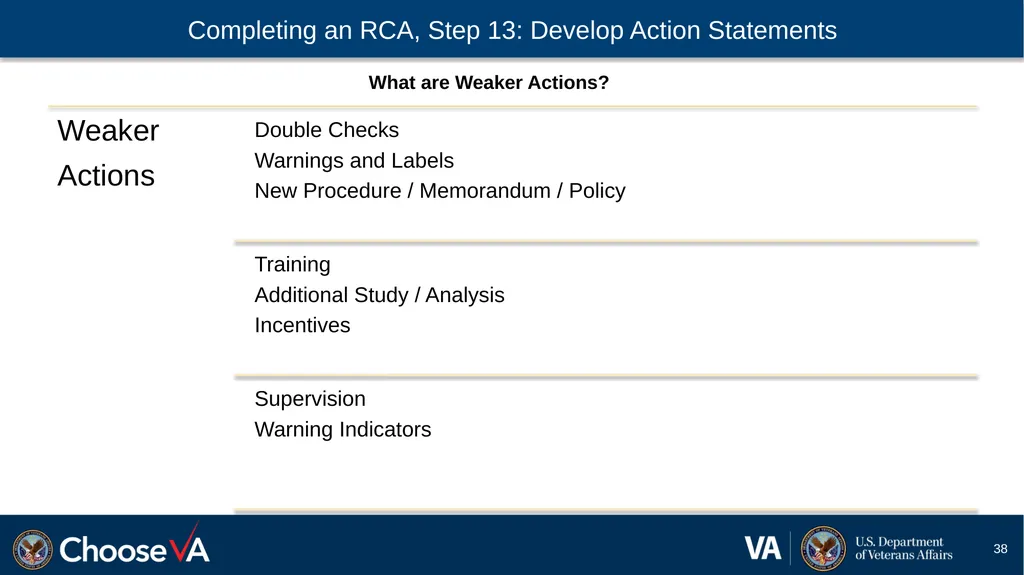 Guide to Performing a Root Cause Analysis: A - slide 38 of 52