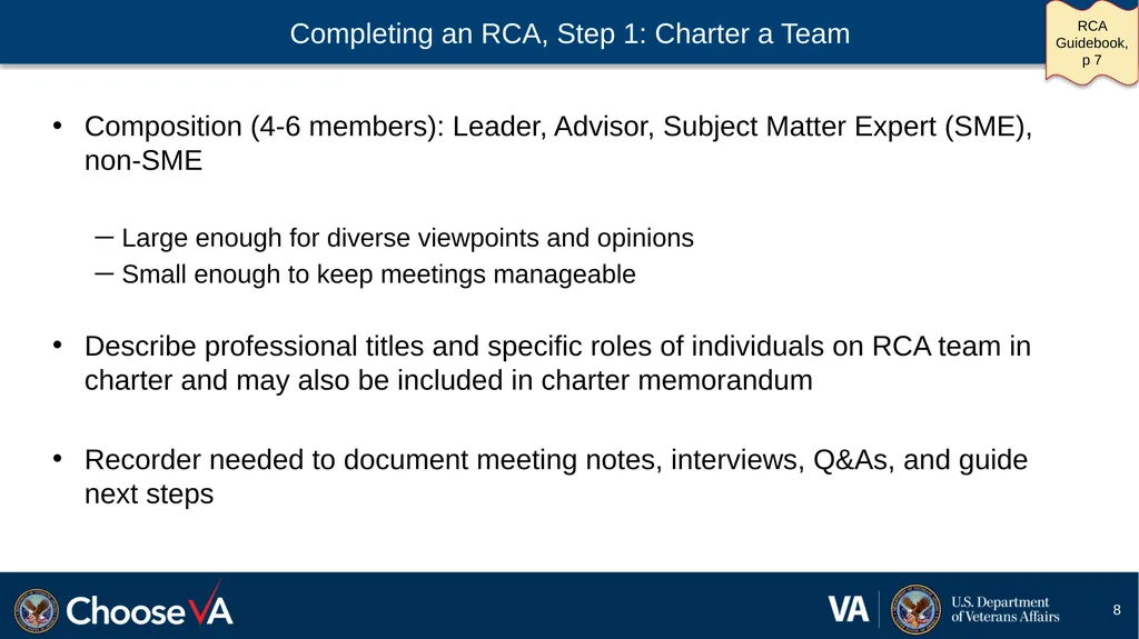 Guide to Performing a Root Cause Analysis: A - slide 8 of 52