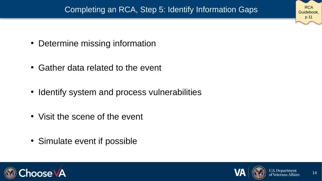 Guide to Performing a Root Cause Analysis: A - slide 14 of 52