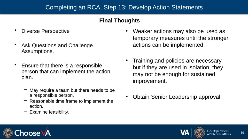 Guide to Performing a Root Cause Analysis: A - slide 39 of 52