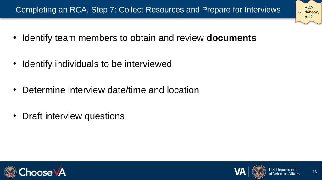 Guide to Performing a Root Cause Analysis: A - slide 16 of 52