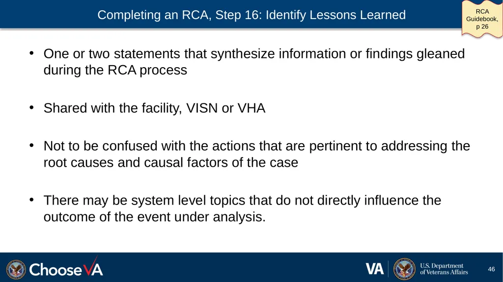 Guide to Performing a Root Cause Analysis: A - slide 46 of 52