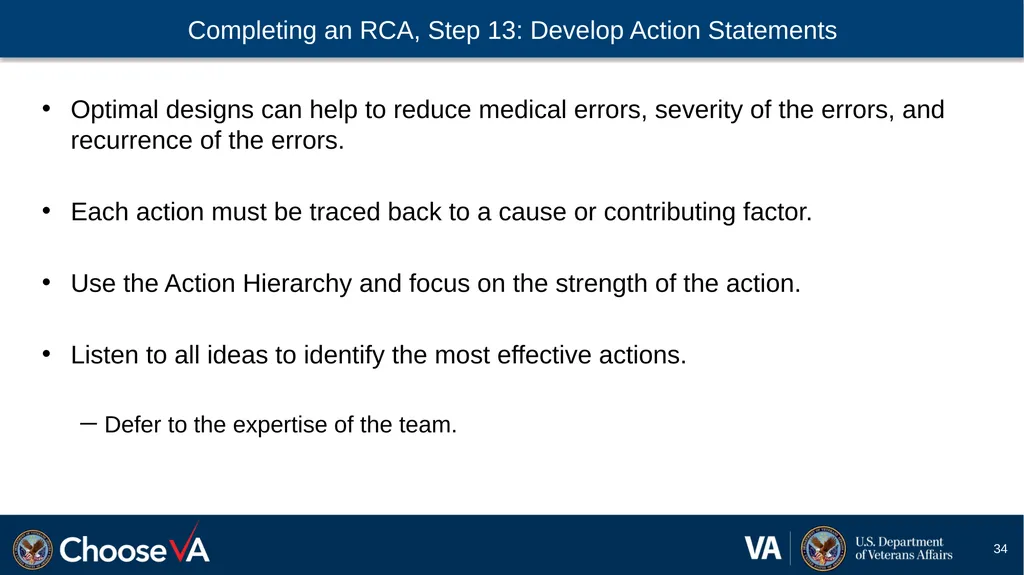 Guide to Performing a Root Cause Analysis: A - slide 34 of 52