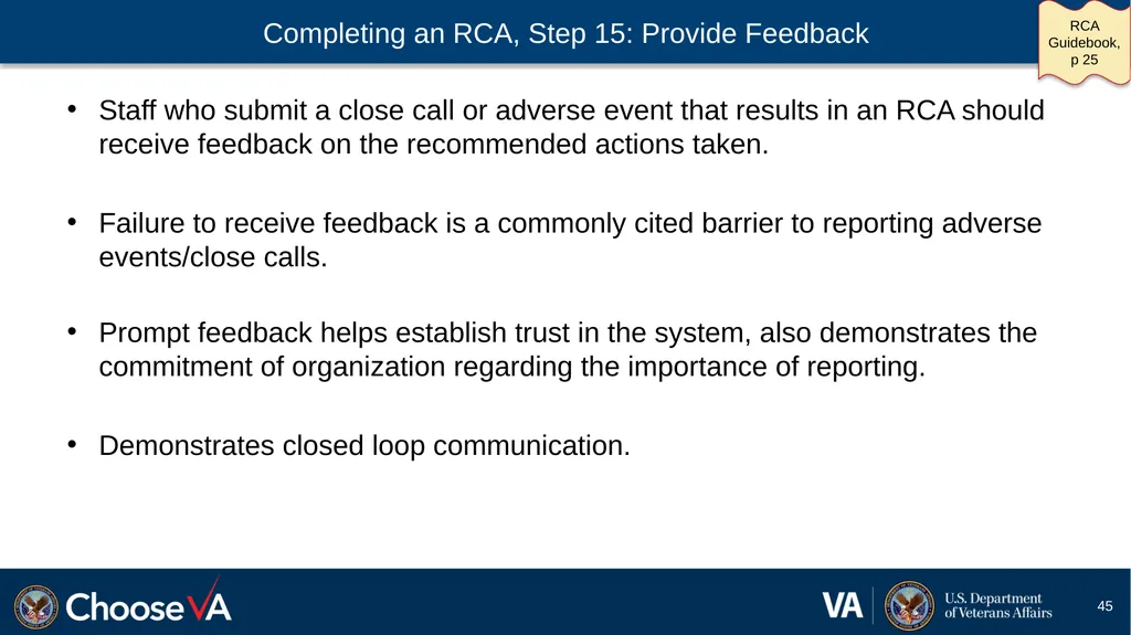 Guide to Performing a Root Cause Analysis: A - slide 45 of 52