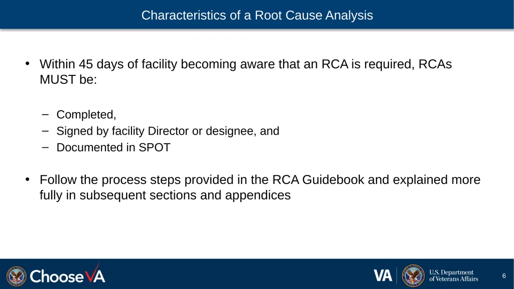 Guide to Performing a Root Cause Analysis: A - slide 6 of 52