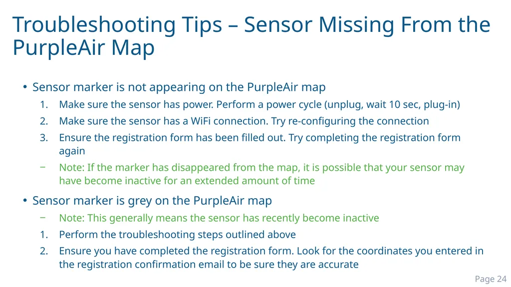 PurpleAir PA-II-SD Quick Start Guide Presentation - slide 24 of 26