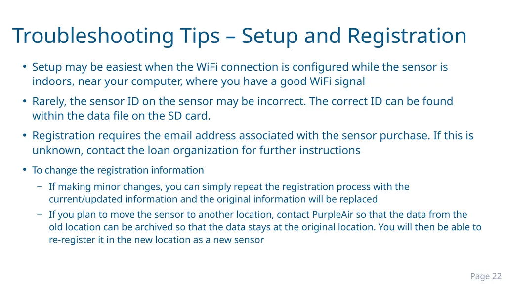 PurpleAir PA-II-SD Quick Start Guide Presentation - slide 22 of 26