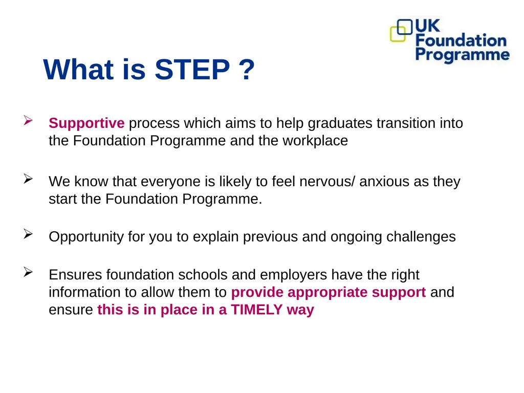Supporting Trainees Entering Practice (STEP) - slide 4 of 23