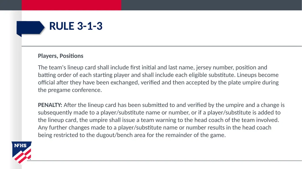 2020-21 NFHS Softball Substituting, Lineup - slide 2 of 57
