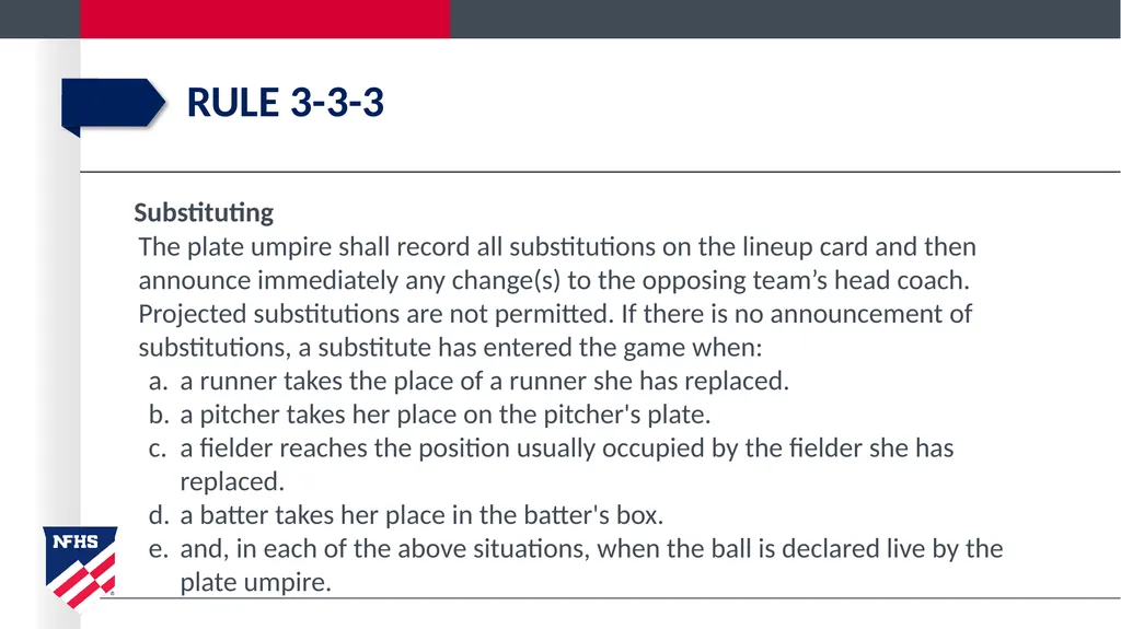 2020-21 NFHS Softball Substituting, Lineup - slide 10 of 57