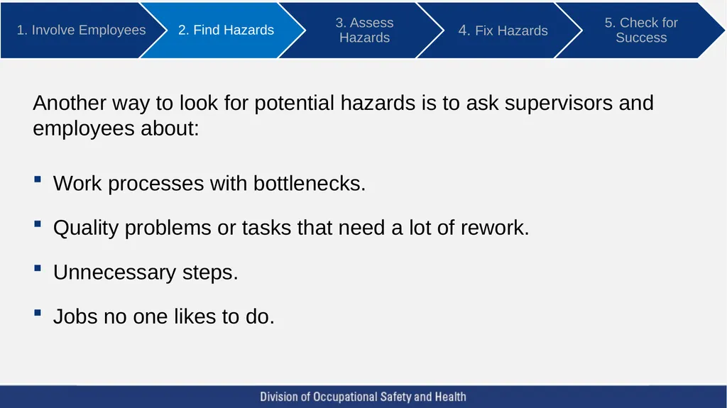 A Five Step Ergonomics Process: Finding and Fixing - slide 10 of 37