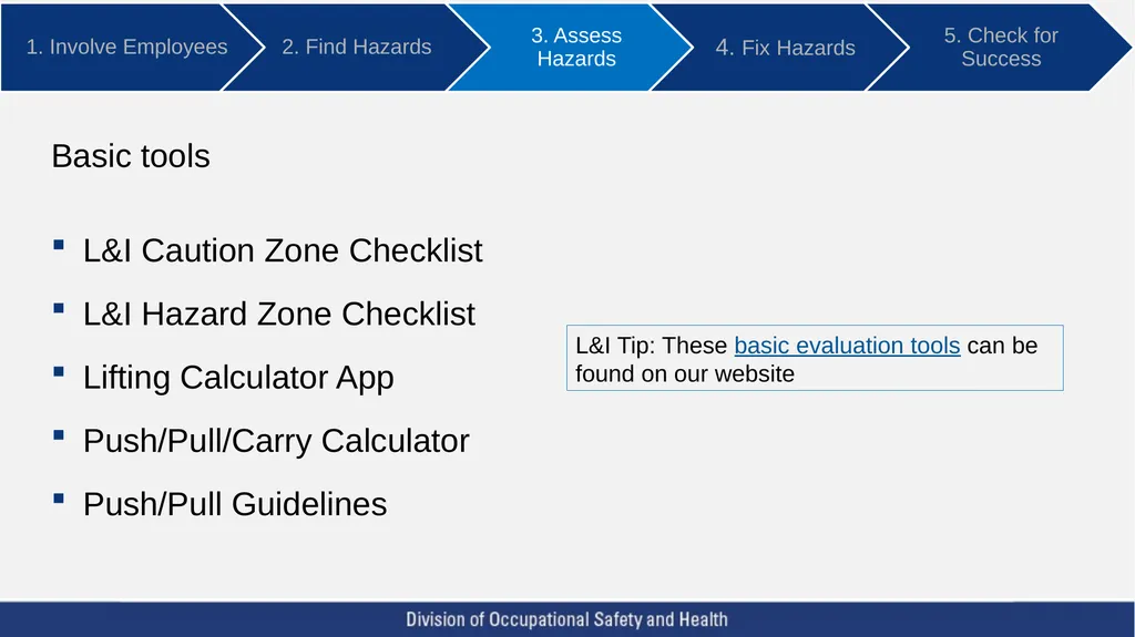 A Five Step Ergonomics Process: Finding and Fixing - slide 16 of 37