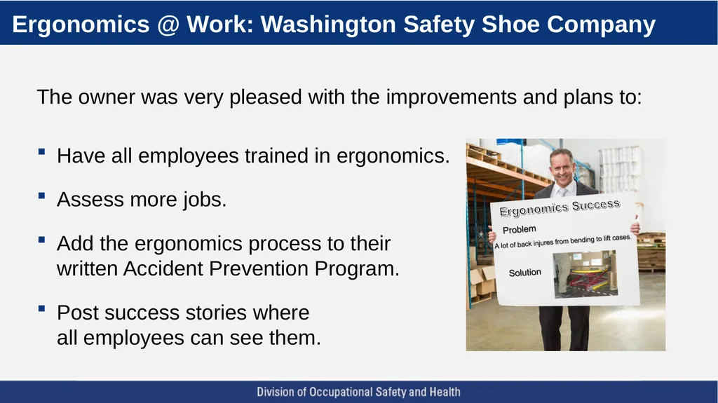 A Five Step Ergonomics Process: Finding and Fixing - slide 35 of 37
