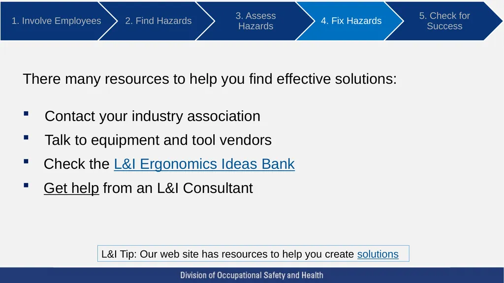 A Five Step Ergonomics Process: Finding and Fixing - slide 26 of 37