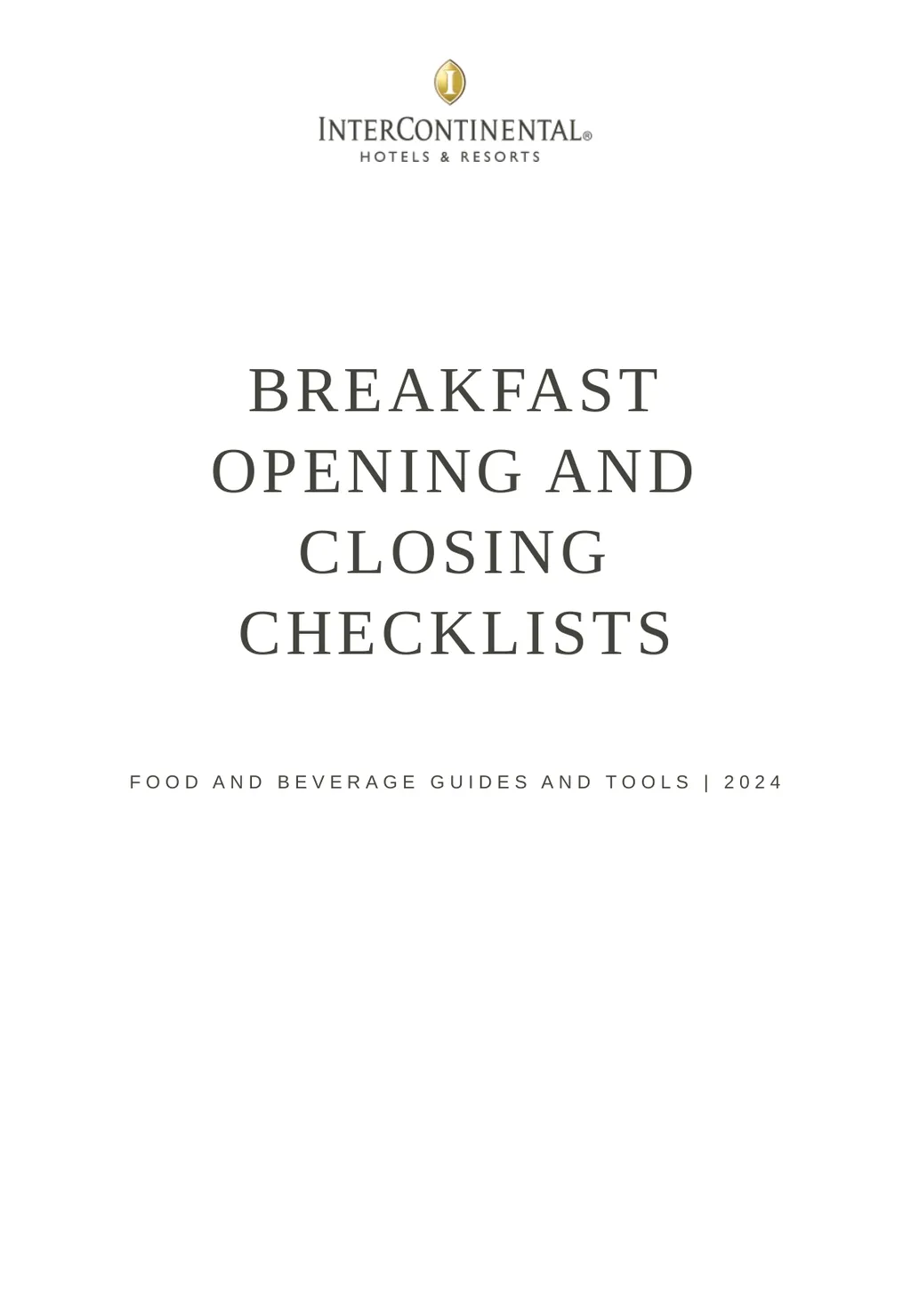 BREAKFAST OPENING AND CLOSING CHECKLISTS FOOD AND - slide 1 of 11