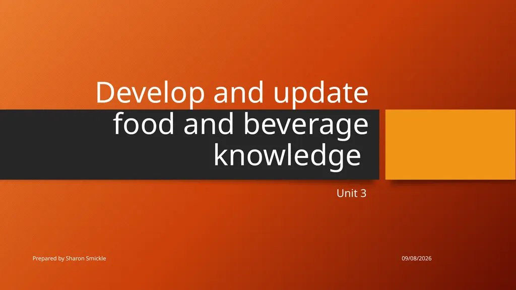 Develop and update food and beverage knowledge - slide 1 of 20