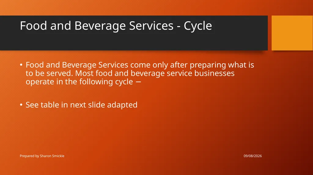 Develop and update food and beverage knowledge - slide 11 of 20