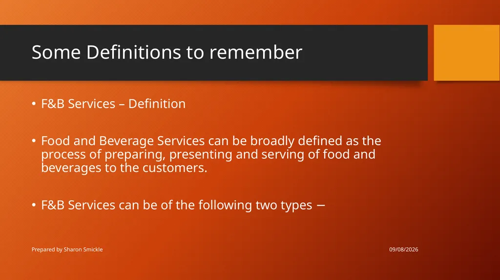 Develop and update food and beverage knowledge - slide 8 of 20