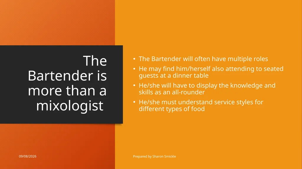 Develop and update food and beverage knowledge - slide 5 of 20