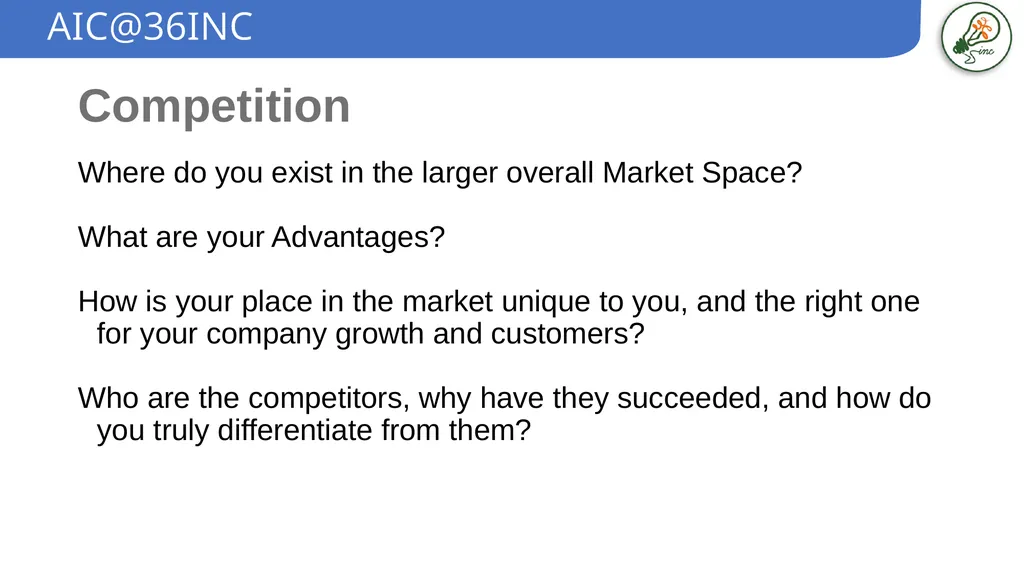 Business Plan Template AIC@36INC Company overview - slide 7 of 10