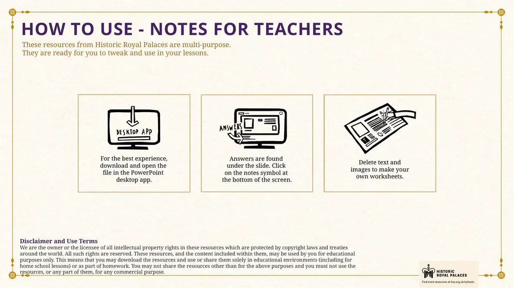 HOW TO USE - NOTES FOR TEACHERS These resources - slide 1 of 7